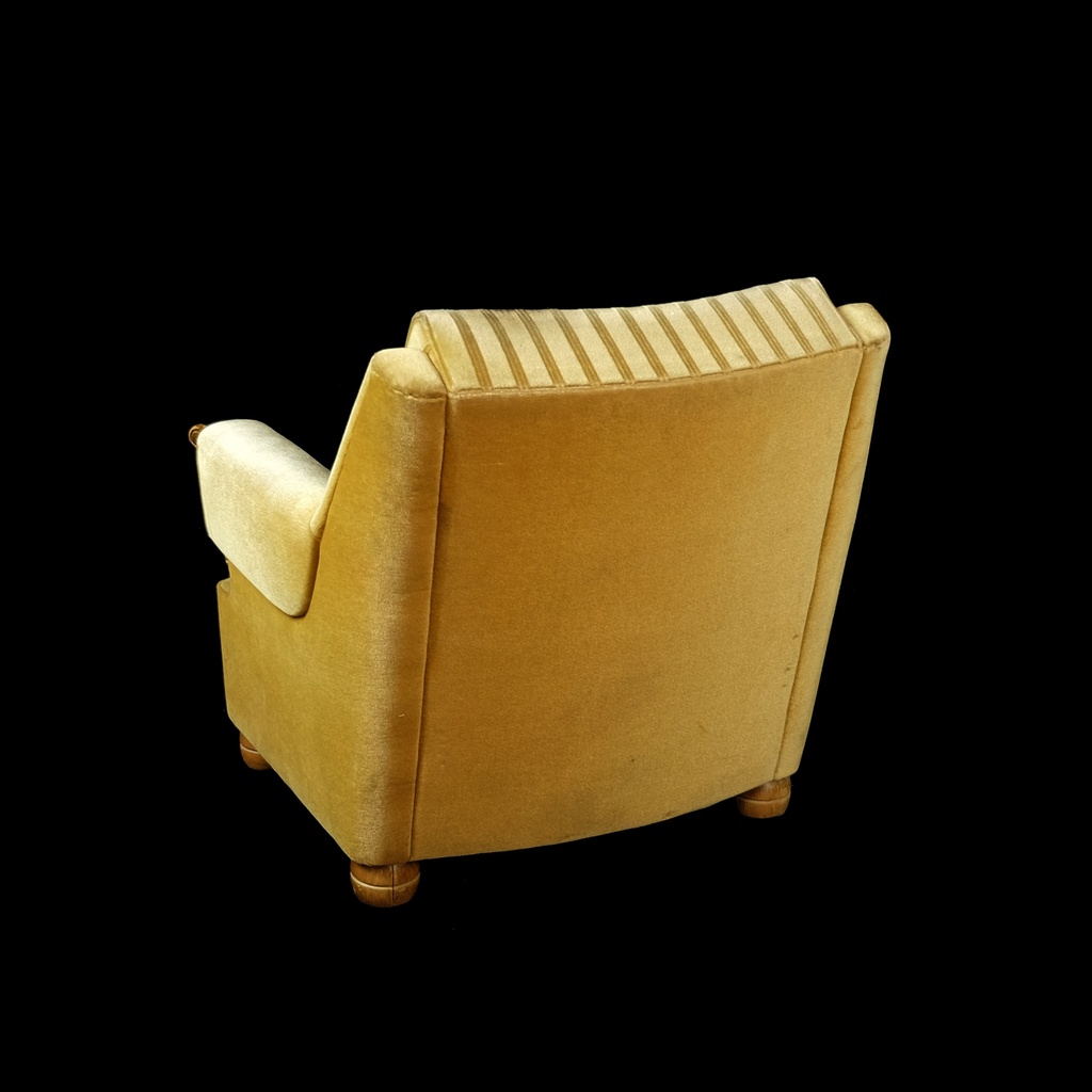 Sessel mit Holzgriff, beige gestreift