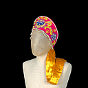 Miete - bunte, bestickte Kopfbedeckung mit Perlen