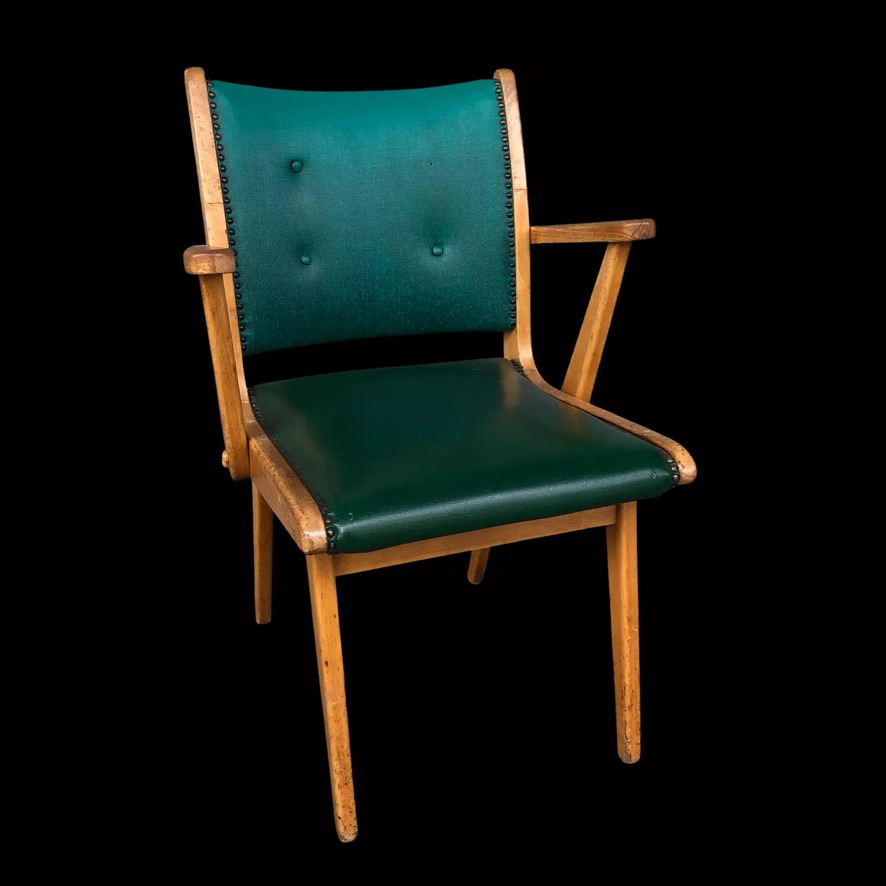 Miete - Armlehnstuhl mit Kunstledersitz, dunkelgrün