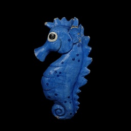 [MAR0157] Pappmache-Figur blaues Seepferdchen