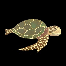 [MAR0163] bemalte Schildkröte aus Holz (2D)