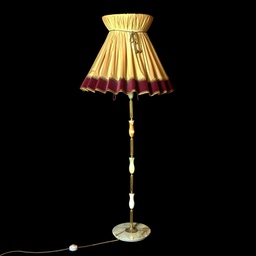 [LMP0062] Stehlampe, einfarbiger gewellter Stoffschirm mit dunkler Borte