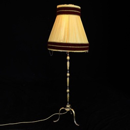 [LMP0068] Stehlampe klassisch, beige Plissee mit roter Borte