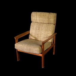 [MBL0033] Sessel, beige, helles Holz, 60-Jahre