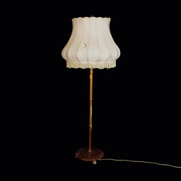 [LMP0077] Stehlampe mit bauchigem, hellem Schirm