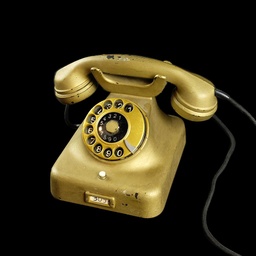 [REQ0071] goldenes Telefon mit Wahlscheibe