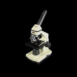 [REQ0084] schwarz-weißes Mikroskop Bresser Biolux NG in Holzbox