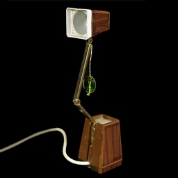 [LMP0092] kleine Tischlampe Goldpfeil in Holzoptik