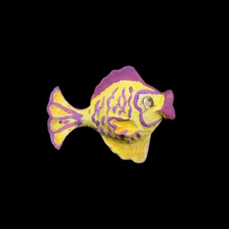 [MAR0219] lila-gelber Fisch aus Pappmache