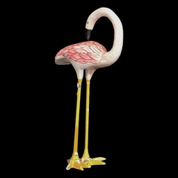 [REQ0337] rosa Flamingo mit gelben Füßen aus Pappmaché