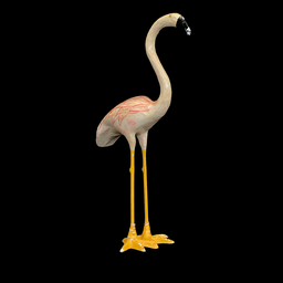 [REQ0339] rosa Flamingo mit gelben Füßen aus Pappmaché