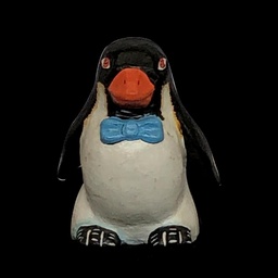 [REQ0341] Pinguin mit blauer Schleife aus Pappmaché