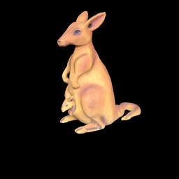 [REQ0346] beige-braunes Känguru aus Pappmaché