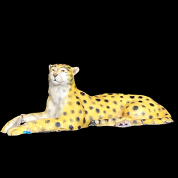 [REQ0350] gelber Gepard aus Pappmaché, liegend