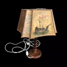 [LMP0115] Tischlampe mit bedrucktem Lederschirm